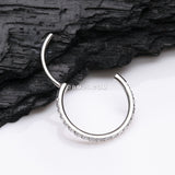 Detail View 2 of Brilliant Sparkle Gems Lined Seamless Clicker Hoop Nose Ring-Clear Gem