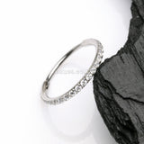 Detail View 1 of Brilliant Sparkle Gems Lined Seamless Clicker Hoop Nose Ring-Clear Gem
