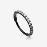Blackline Brilliant Sparkle Gems Lined Seamless Clicker Hoop Nose Ring