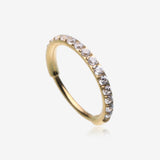 Golden Brilliant Sparkle Gems Lined Seamless Clicker Hoop Nose Ring-Clear Gem