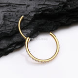 Detail View 2 of Golden Brilliant Sparkle Gems Lined Seamless Clicker Hoop Nose Ring-Clear Gem
