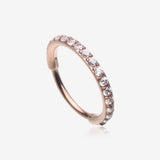 Rose Gold Brilliant Sparkle Gems Lined Seamless Clicker Hoop Nose Ring-Clear Gem