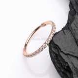 Detail View 1 of Rose Gold Brilliant Sparkle Gems Lined Seamless Clicker Hoop Nose Ring-Clear Gem