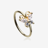 Golden Dainty Butterfly Sparkle Bendable Hoop Ring