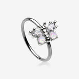 Opalescent Butterfly Sparkle Bendable Hoop Ring-Clear Gem/White