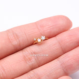 Detail View 2 of Golden Opalescent Star Sparkles Bendable Hoop Ring-Clear Gem/White