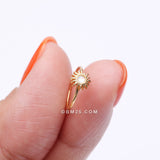 Detail View 2 of Golden Opalescent Blazing Sun Bendable Hoop Ring-White