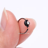 Detail View 2 of Blackline Midnight Crescent Moon Sparkle Bendable Hoop Ring-Clear Gem