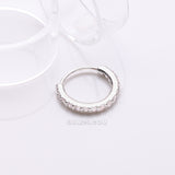 Detail View 1 of Brilliant Sparkle Gems Lined Steel Bendable Hoop Ring-Clear Gem