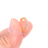Detail View 2 of Golden Brilliant Sparkle Gems Lined Steel Bendable Hoop Ring-Clear Gem