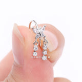 Detail View 2 of Butterfly Sparkle Dangle Gem Drop Bendable Hoop Ring-Clear Gem