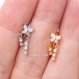 Detail View 3 of Butterfly Sparkle Dangle Gem Drop Bendable Hoop Ring-Clear Gem