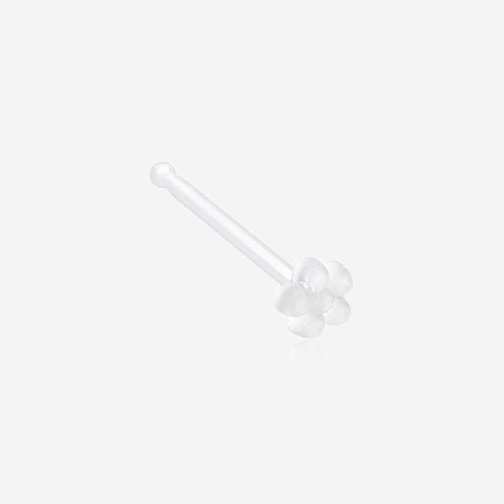 Flower Top Clear UV Acrylic Nose Stud Retainer-Clear Gem/White