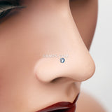 Detail View 1 of Bio Flexible Press Fit Gem Nose Stud Ring-Light Blue/Clear