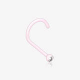 Bio Flexible Press Fit Gem Nose Screw Ring-Pink/Clear