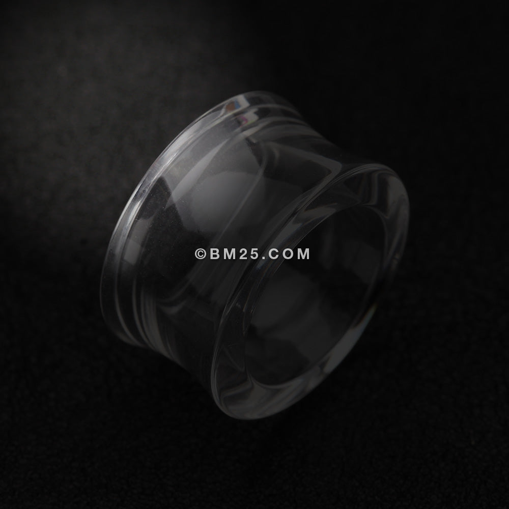 Detail View 1 of A Pair of Basic UV Acrylic Double Flared Ear Gauge Tunnel Plug-Clear Gem