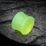 Detail View 1 of A Pair of Glow in the Dark Basic Acrylic Double Flared Ear Gauge Plug-Green