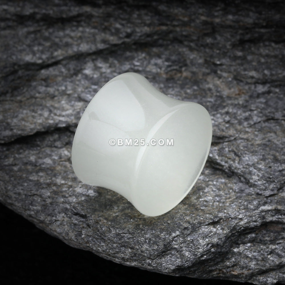 Detail View 1 of A Pair of Glow in the Dark Basic Acrylic Double Flared Ear Gauge Plug-White