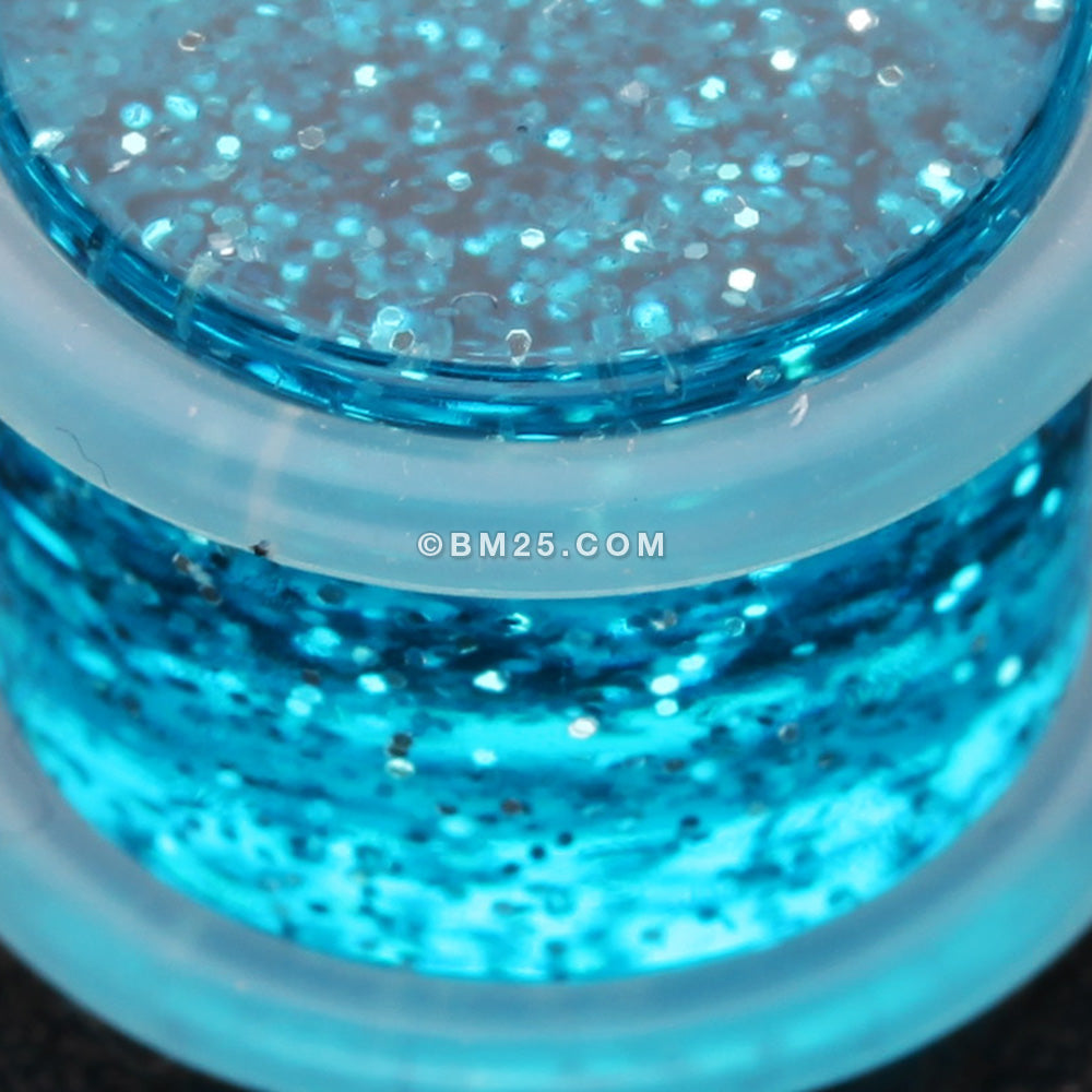 Detail View 3 of A Pair of Glitter Shimmer Acrylic Regs Ear Gauge Plug-Blue