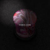 Detail View 1 of A Pair of Vibrant Marble Swirls Single Flared Ear Gauge Plug-Pink/Purple