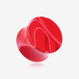 A Pair of Marble Swirl Acrylic Double Flared Ear Gauge Plug-Red
