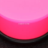 Detail View 3 of A Pair of Neon Colored UV Acrylic Single Flared Ear Gauge Plug-Pink