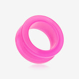 A Pair of Neon Colored UV Acrylic Screw-Fit Ear Gauge Tunnel Plug-Pink