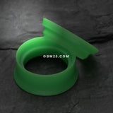 Detail View 4 of A Pair of Solid UV Smooth Flared Screw-Fit Ear Gauge Tunnel Plug-Green