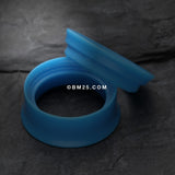 Detail View 4 of A Pair of Solid UV Smooth Flared Screw-Fit Ear Gauge Tunnel Plug-Light Blue
