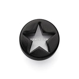Detail View 2 of A Pair of Hollow Star Double Flared Ear Gauge Plug-Black
