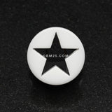 Detail View 2 of A Pair of Hollow Star Double Flared Ear Gauge Plug-White