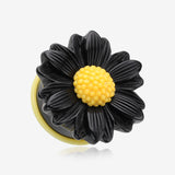 A Pair of Cutesy Daisy Flower Ear Gauge Plug-Black/Yellow