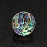 Detail View 2 of A Pair of Abalone Inlay Double Flared Ear Gauge Plug-Green