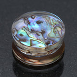 Detail View 1 of A Pair of Abalone Inlay Double Flared Ear Gauge Plug-Green