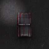 Detail View 3 of A Pair of Classic Checker Inlay Double Flared Ear Gauge Plug-Red