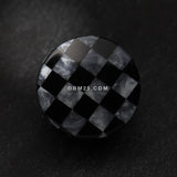 Detail View 2 of A Pair of Marble Checker Double Flared Ear Gauge Plug-Black