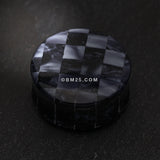 Detail View 1 of A Pair of Marble Checker Double Flared Ear Gauge Plug-Gray