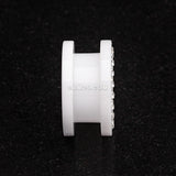 Detail View 3 of A Pair of Gems Encircle Screw-Fit Ear Gauge Tunnel Plug-White/Clear