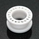 Detail View 1 of A Pair of Gems Encircle Screw-Fit Ear Gauge Tunnel Plug-White/Clear