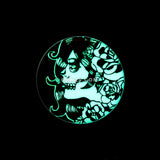 Detail View 2 of A Pair of Glow in the Dark Day of the Dead Girl Single Flared Ear Gauge Plug-Black