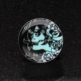 Detail View 1 of A Pair of Glow in the Dark Day of the Dead Girl Single Flared Ear Gauge Plug-Black