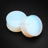 Detail View 1 of Moonstone Opalite Stone Double Flared Ear Gauge Plug