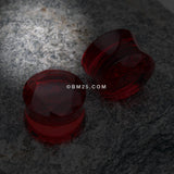 Detail View 1 of A Pair of Faceted Pyrex Glass Gem Double Flared Ear Gauge Plug -Red
