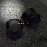 Detail View 1 of A Pair of Faceted Pyrex Glass Gem Double Flared Ear Gauge Plug -Tanzanite