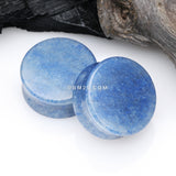 Detail View 1 of A Pair of Blue Aventurine Stone Double Flared Ear Gauge Plug