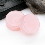 Detail View 1 of A Pair of Pink Rose Quartz Stone Double Flared Ear Gauge Plug
