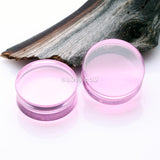 Detail View 1 of A Pair of Flat Glass Double Flared Plug-Pink