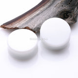 Detail View 1 of A Pair of Flat Glass Double Flared Plug-White