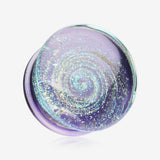 A Pair of Lavender Galaxy Milky Way Glass Double Flared Plug