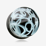 A Pair of Deco Art Swirlesque Glass Double Flared Plug-Black/White